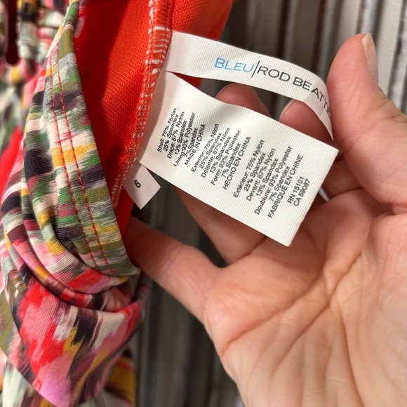 Bleu Rod Beattie Orange Boho Free Spirit Plunge Halter One Piece Swim Suit NWOT - Picture 12 of 13